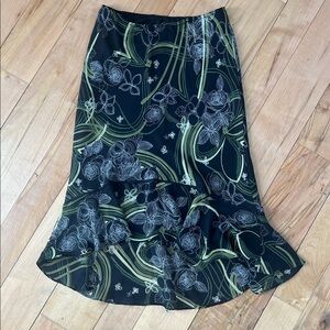 Black Floral Ruffle-Hem Skirt - Mandy Evans